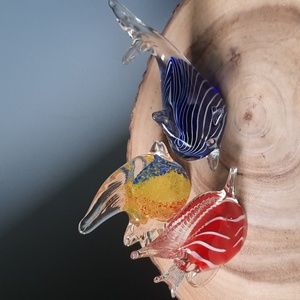 A Set of 3 Art Glass Tropical fish